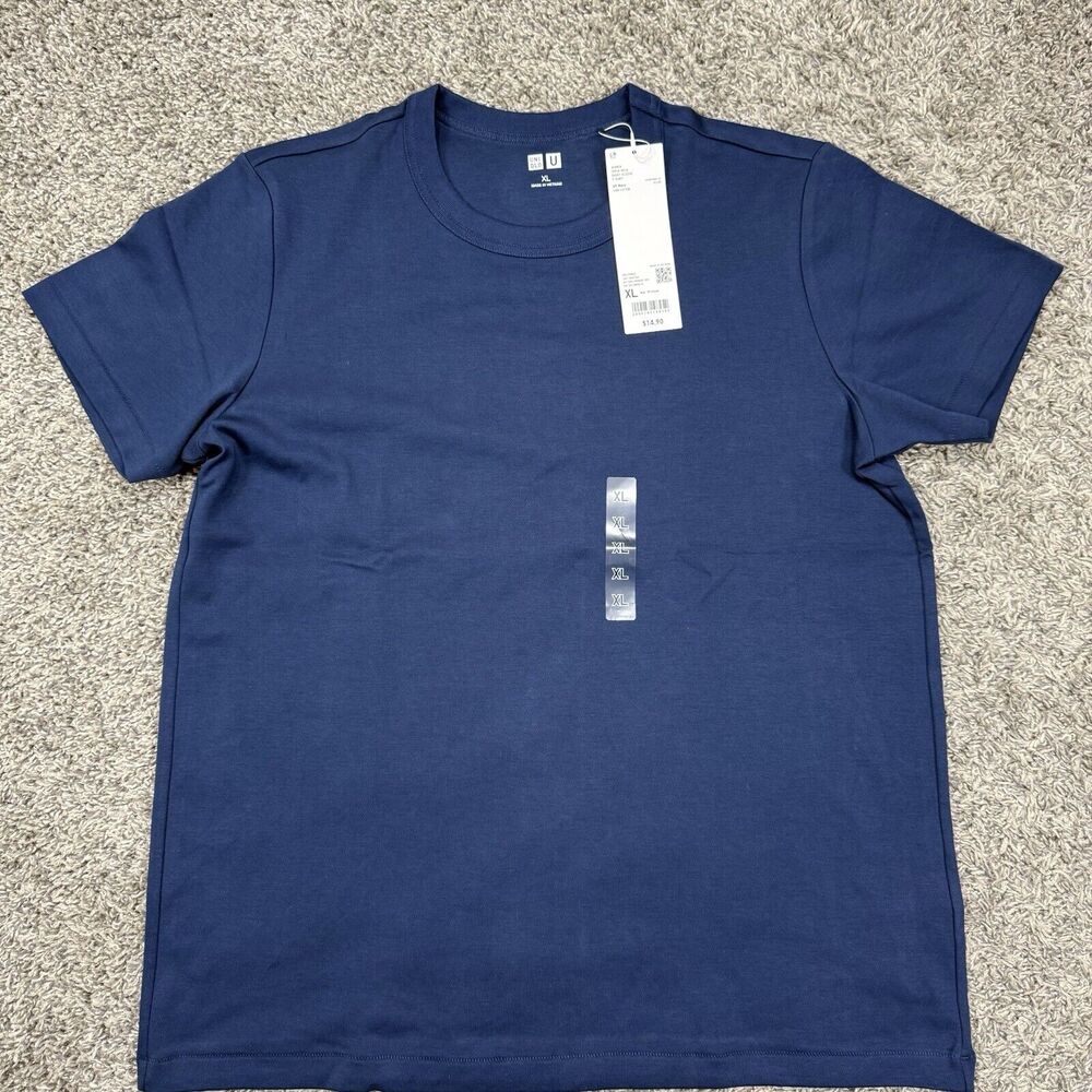 Uniqlo U Top Navy Blue Women Crew Neck T-Shirt Short Sleeve Cotton Knit Size XL